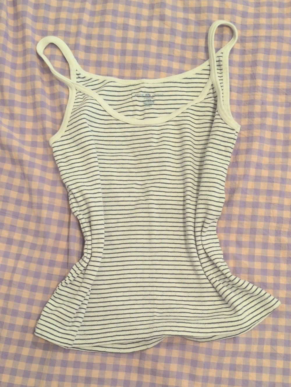 Brandy Melville White Striped Ribbed Cotton Tank Top